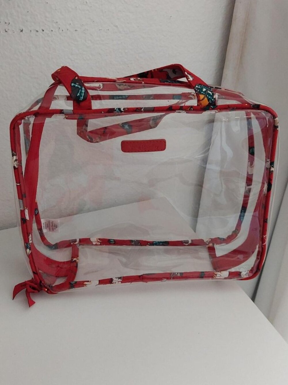 Vera Bradley clear makeup cosmetic bag travel features the whimsical "Cat's Meow
